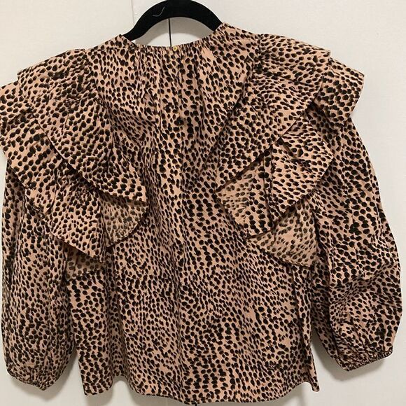 Ulla Johnson NWOT Cotton Ruffled Long Sleeve Blouse in Chettah Print.Size 0. - Picture 2 of 9